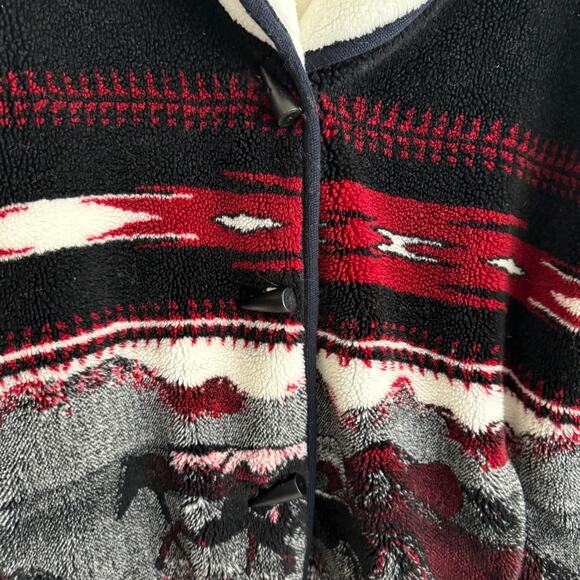 Nordic Lights Womens Med Fleece Jacket Coat Aztec Western Horses Cowgirl Barn - Picture 4 of 16